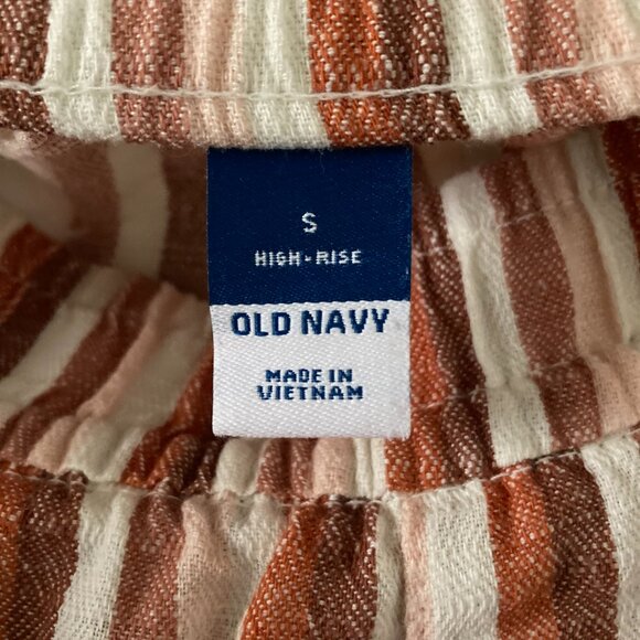 Excellent Condition, SZ S, Linen Blend Shorts, Ivory, Coral, Rust Stripe - Picture 3 of 3